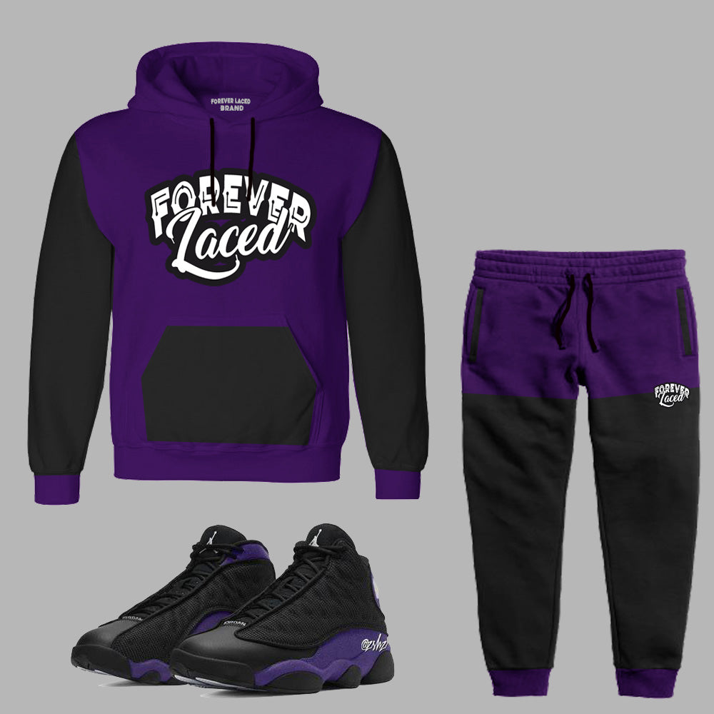 Forever Laced Hooded Sweatsuit to match Retro Jordan 13 Purple Court