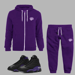 Forever Laced Zipped Hoodie Sweatsuit to match Retro Jordan 13 Purple
