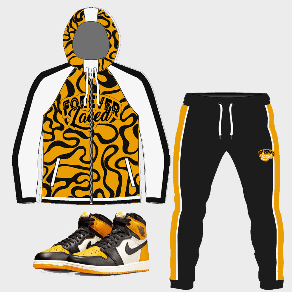 Forever Laced Winbreaker Set to match Retro Jordan 1 Taxi sneakers