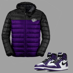 Forever Laced Bubble Jacket to match Retro Jordan 1 Purple Court