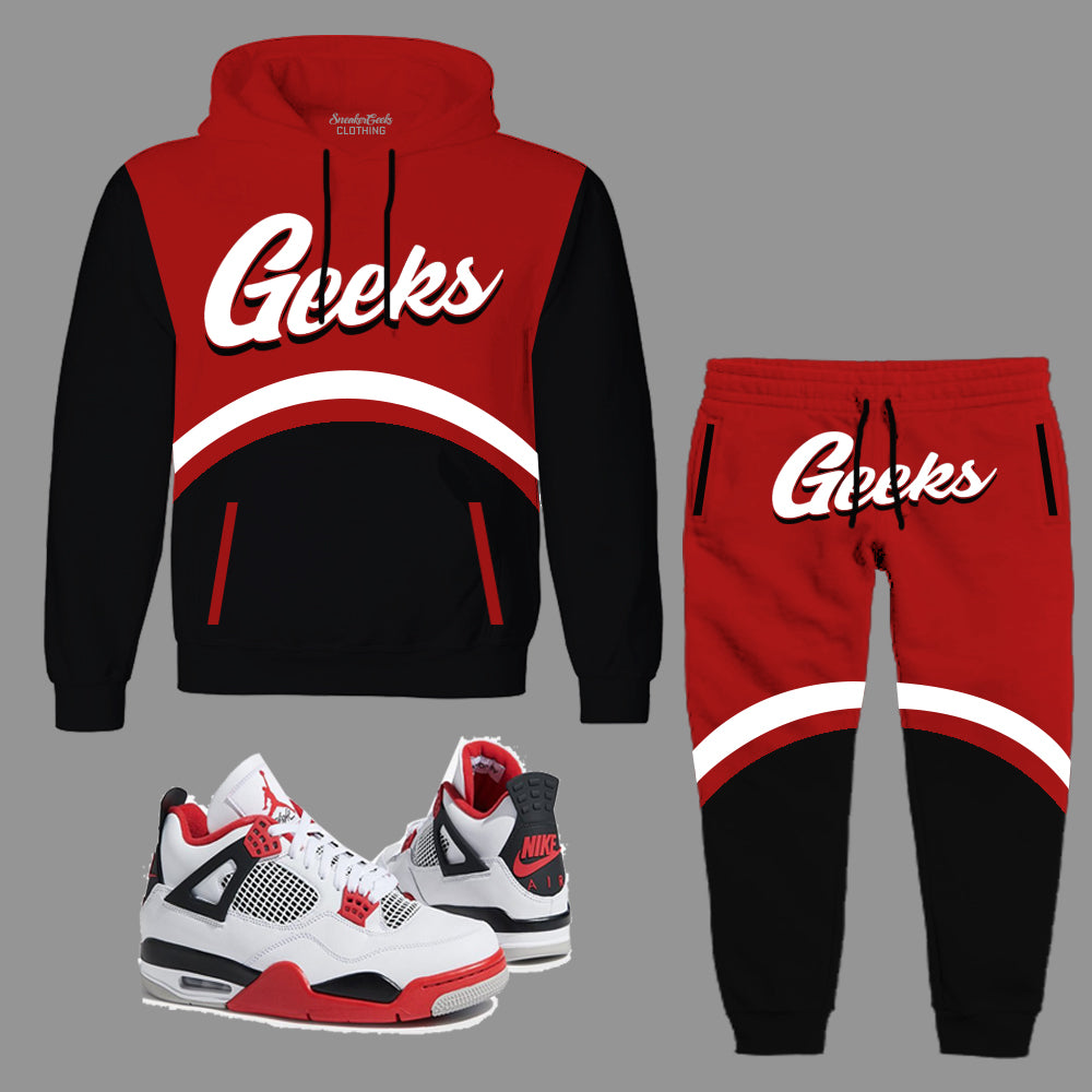 GEEKS Hooded Sweatsuit to match the Retro Jordan 4 Fire Red
