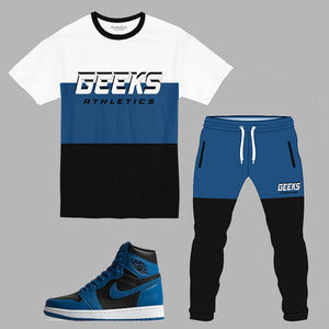 GEEKS Athletics Outfit to match Retro Jordan 1 Dark Marina Blue