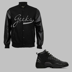 GEEKS Varsity Jacket to match the Retro Jordan 12 Winterized Triple Black