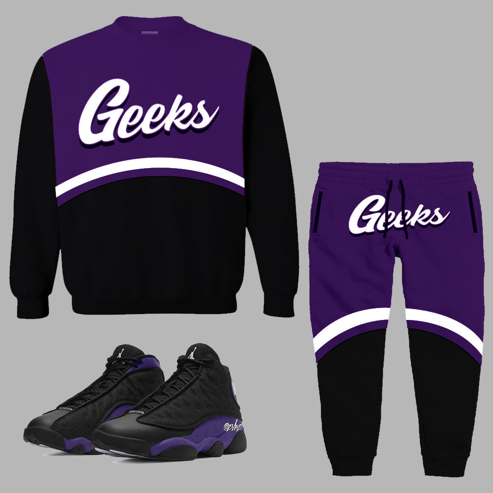 GEEKS Crewneck Sweatsuit to match Retro Jordan 13 Purple Court