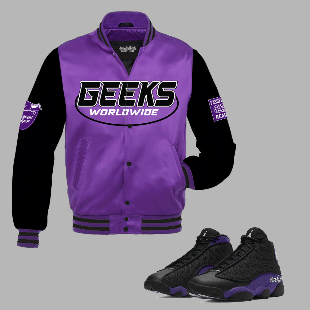 GEEKS Worldwide Satin Jacket to match Retro Jordan 13 Purple Court