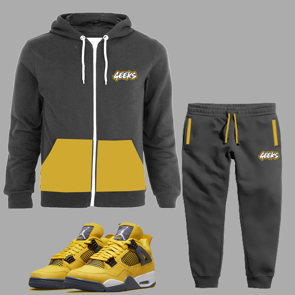 GEEKS Zipped Hoodie Sweatsuit to match the Retro Jordan 4 Lightning