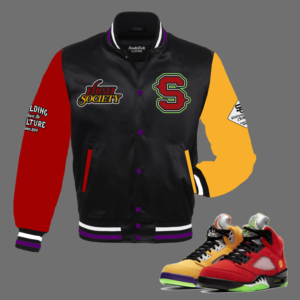 High Society Satin Jacket to match the Retro Jordan 5 What The SneakerGeeks Clothing