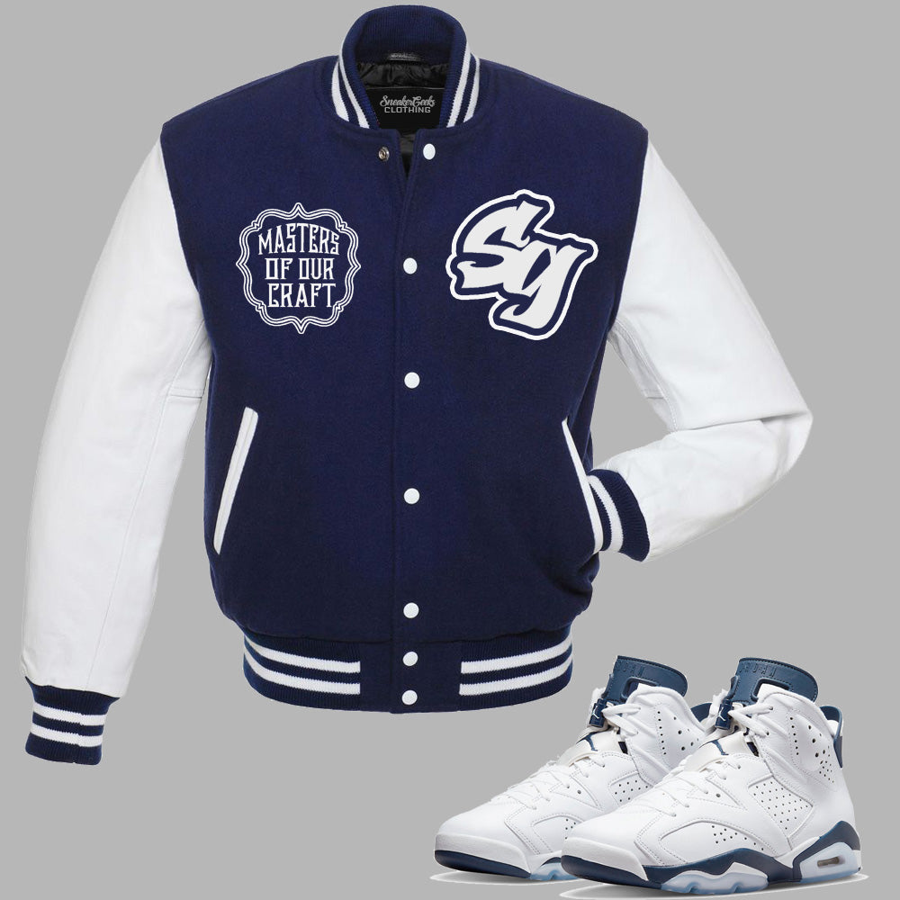 Masters Of Our Craft Varsity Jacket to match Retro Jordan 6 Midnight Navy