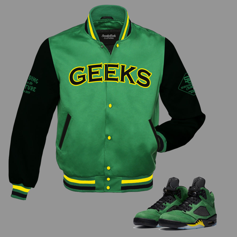 GEEKS Satin Jacket to match the Retro Jordan 5 Oregon