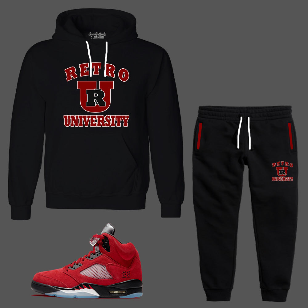 Retro University Hooded Sweatsuit to match Retro Jordan 5 Raging Bull