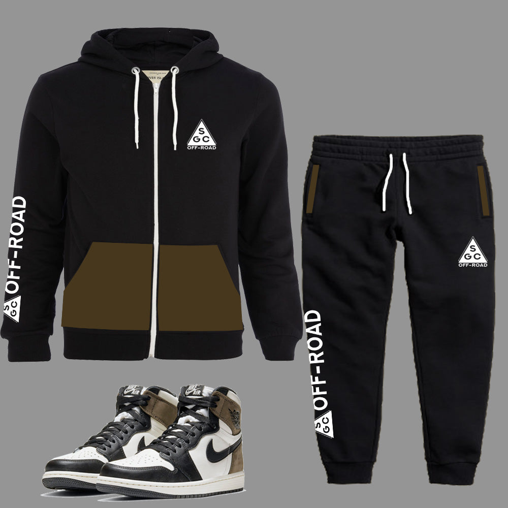 SGC OFF-ROAD Hooded Sweatsuit to match Retro Jordan 1 Dark Mocha