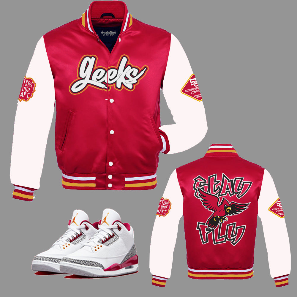 STAY FLY 1 Satin Jacket to match Retro Jordan 1 Cardinal Red - In Stock