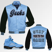 Load image into Gallery viewer, Stay True To The Game Satin Jacket to match Retro Jordan 5 SE UNC Sneakers
