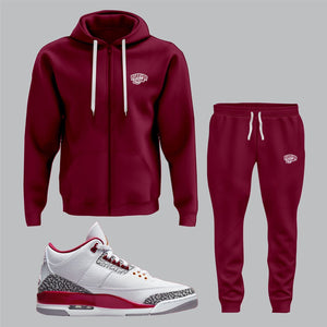 Forever Laced Zipped Hooded Sweatsuit to match Retro Jordan 3 Cardinal Red