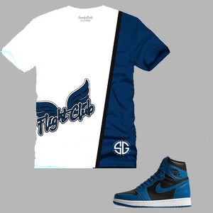 Flight Club 1 T-Shirt to match Retro Jordan 1 Dark Marina Blue