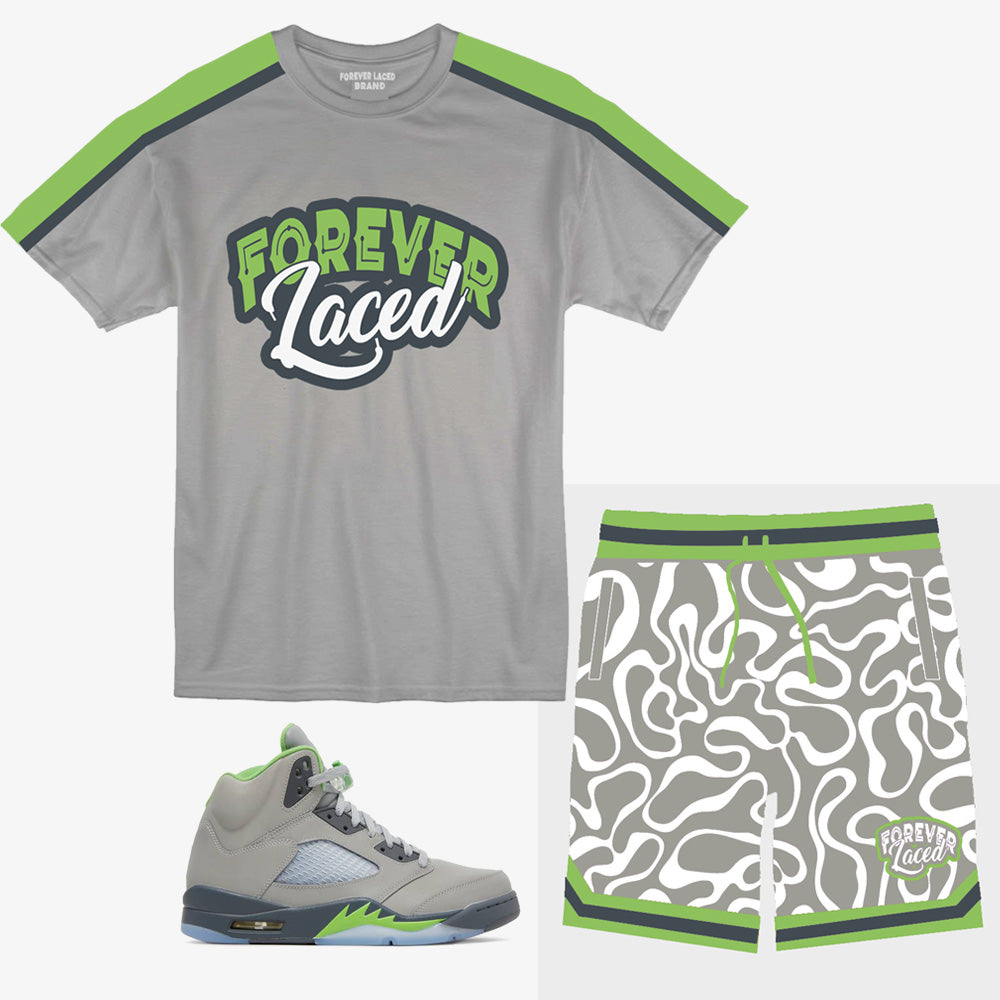 Forever Laced Short Set to match Retro Jordan 5 Green Bean