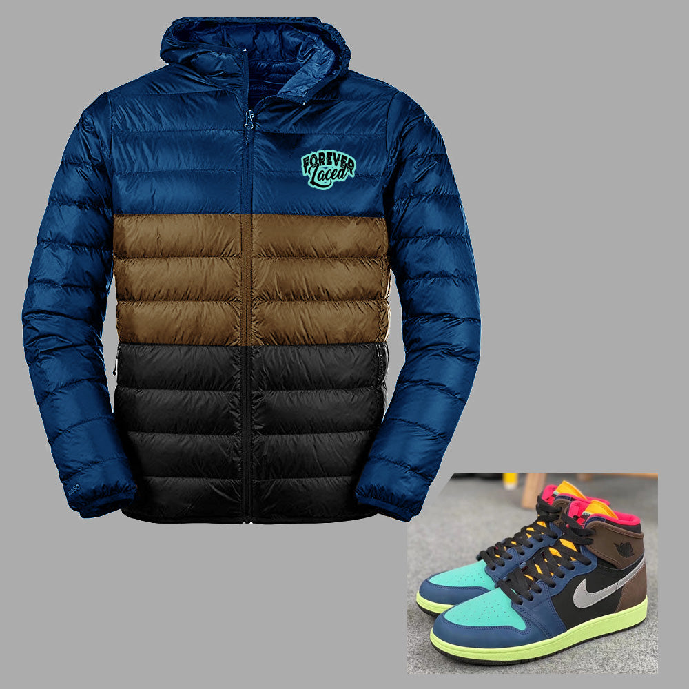 Forever Laced Hooded Bubble Jacket to match Jordan 1 Bio Hack
