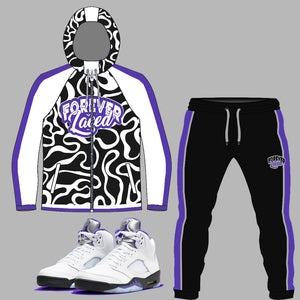 Forever Laced Windbreaker Outfit to match the Retro Jordan 5 Dark Concord