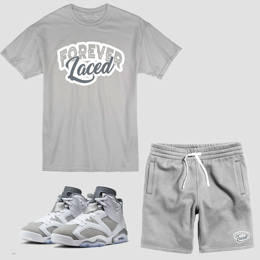 Forever Laced Short Set to match Retro Jordan 6 Cool Grey sneakers