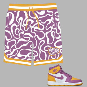 Forever Laced Shorts to match Retro Jordan 1 Brotherhood sneakers
