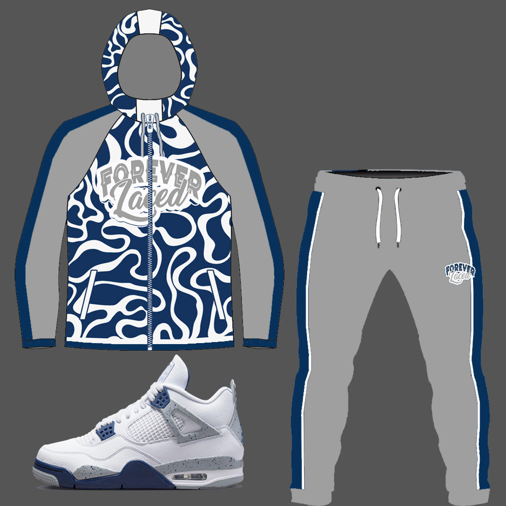 Forever Laced Windbreaker Outfit to match the Retro Jordan 4 Midnight Navy sneakers