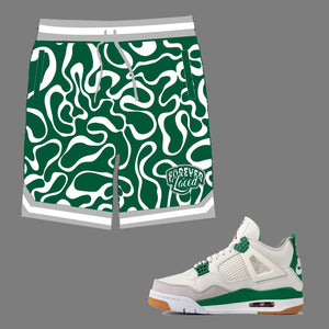 Forever Laced 1 Shorts to match Retro Jordan 1 Lucky Green sneakers