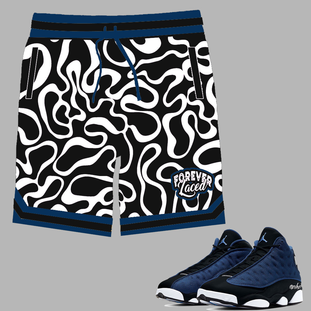 Forever Laced Shorts to match Retro Jordan 13 Navy Brave Blue