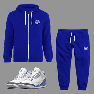 Forever Laced Zipped Hooded Sweatsuit to match Retro Jordan 3 Racer Blue