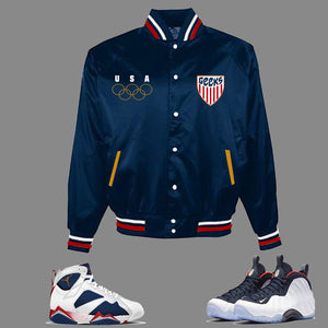 GEEKS Olympic Satin Jacket to match the Retro Olympic sneakers
