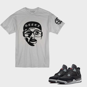 GEEKS SL T-Shirt to match Retro Jordan 4 Black Canvas sneakers