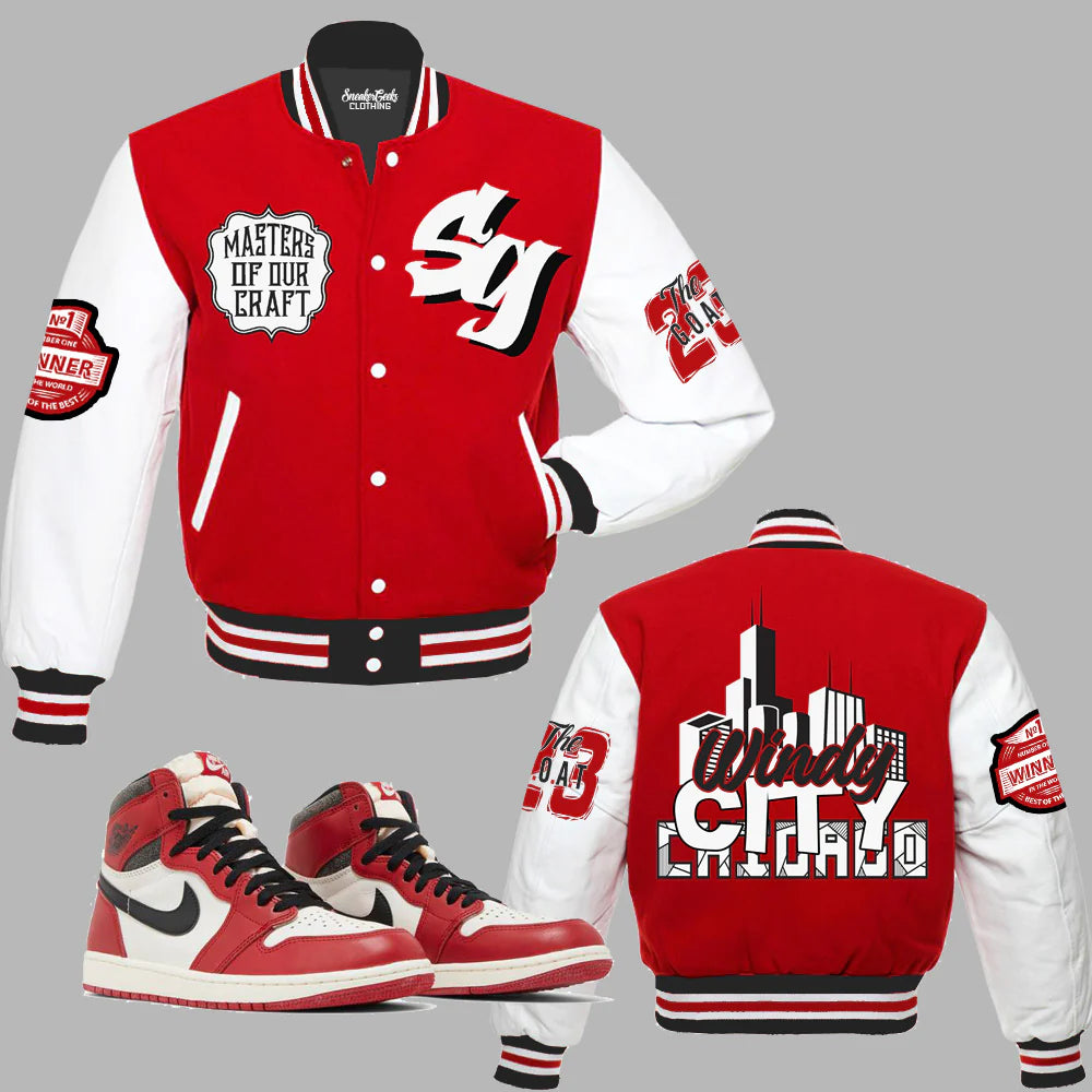 Windy City Chicago Varsity Jacket to match Retro Jordan 1 Chicago Lost and Found - In Stock