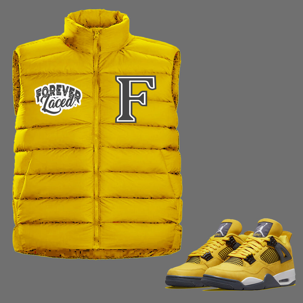 Forever Laced Bubble Vest to match Retro Jordan 4 Lightning