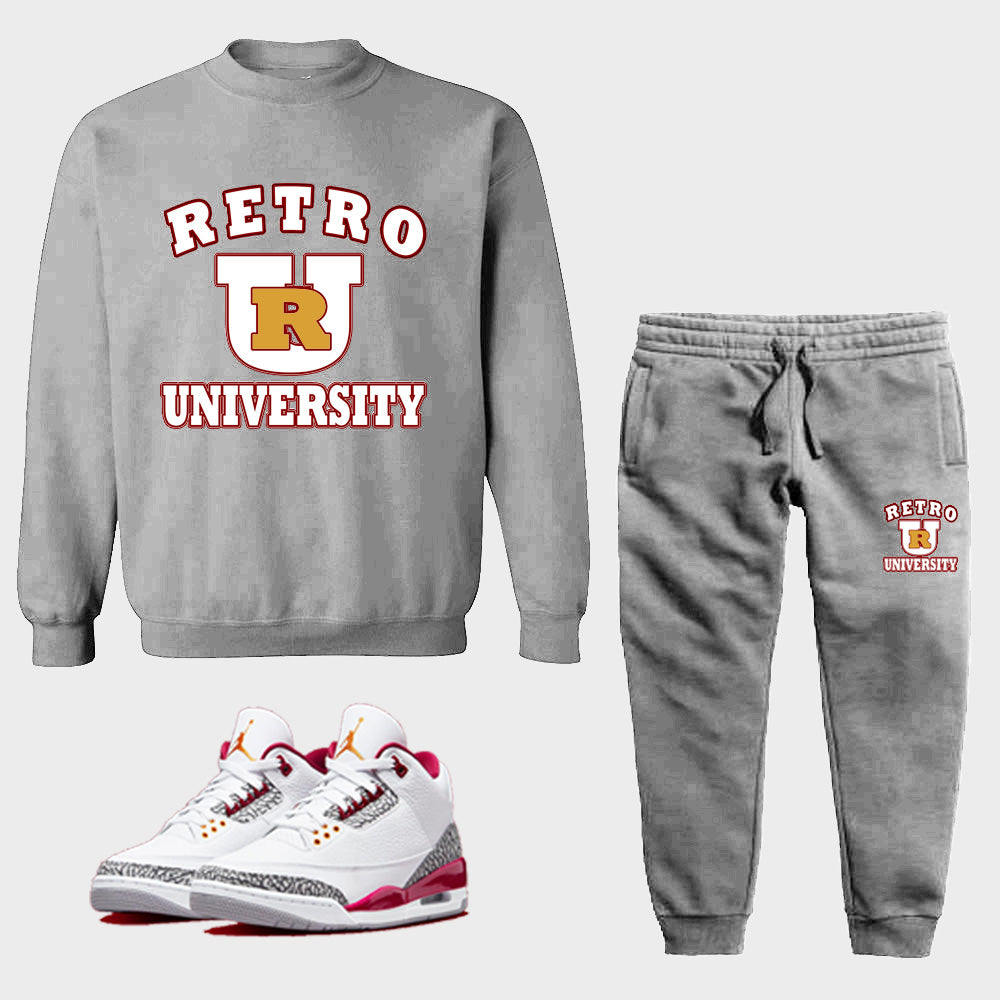 RETRO UNIVERSITY Sweatsuit to match Retro Jordan 3 Cardinal Red