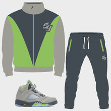 Load image into Gallery viewer, SG Nostalgia Tracksuit to match the Retro Jordan 5 Green Bean sneakers
