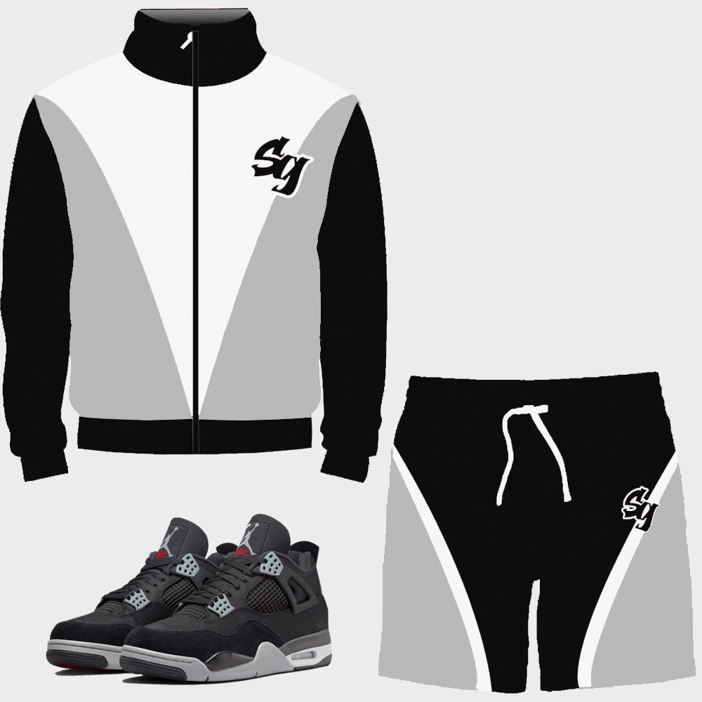 SG Track Short Set to match Retro Jordan 4 Black Canvas sneakers